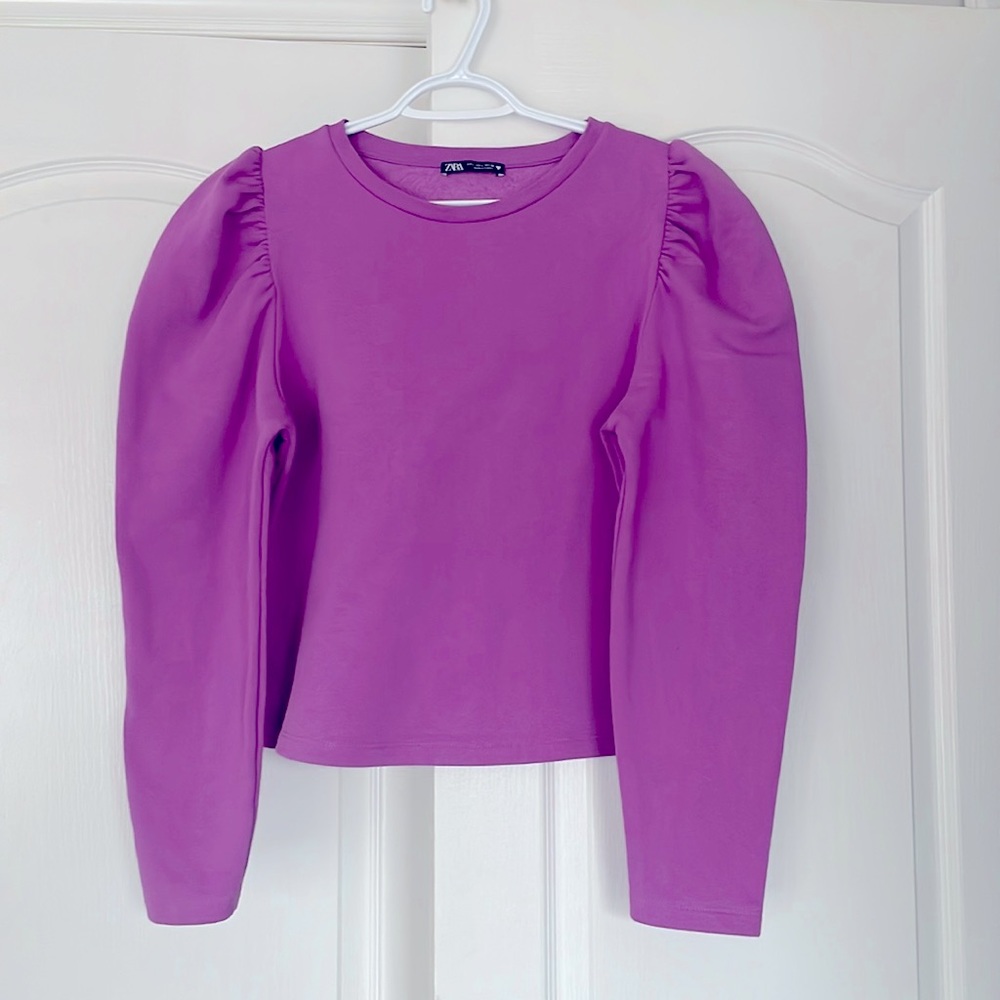 Zara cropped puff sleeve sweater